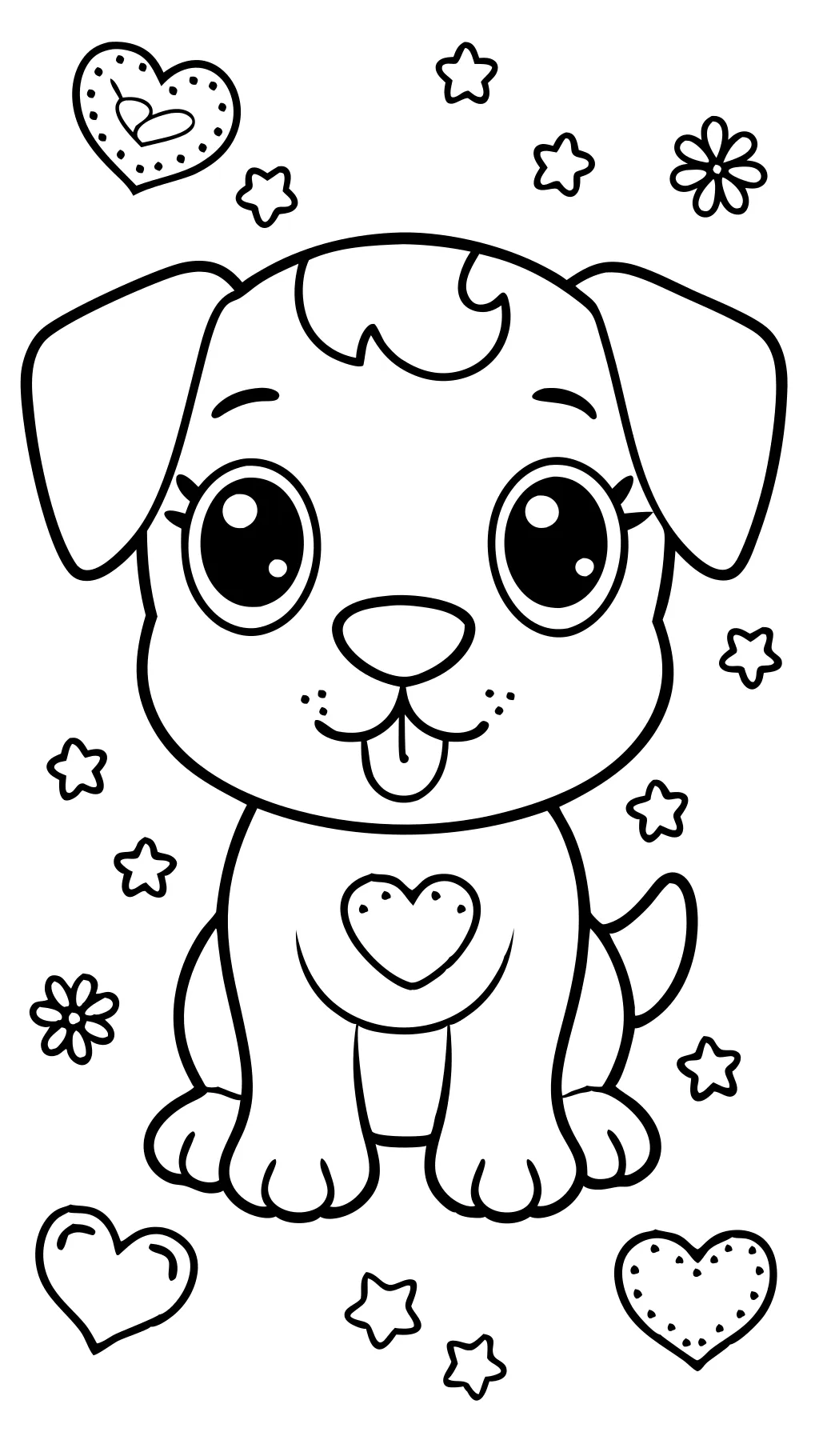 coloriage de chien kawaii